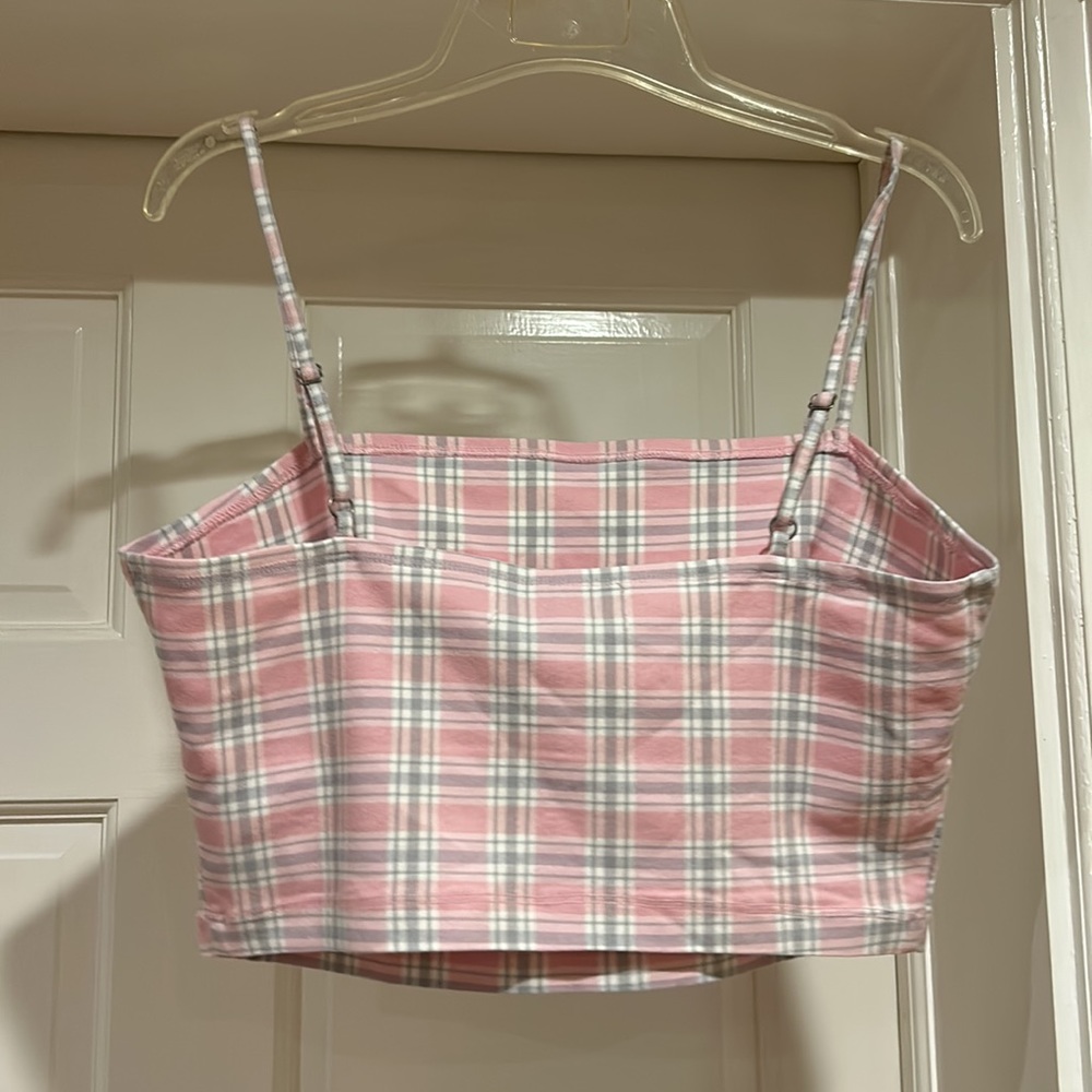 Hollister Crop Top. Large. Pink Plaid - Picture 2 of 10